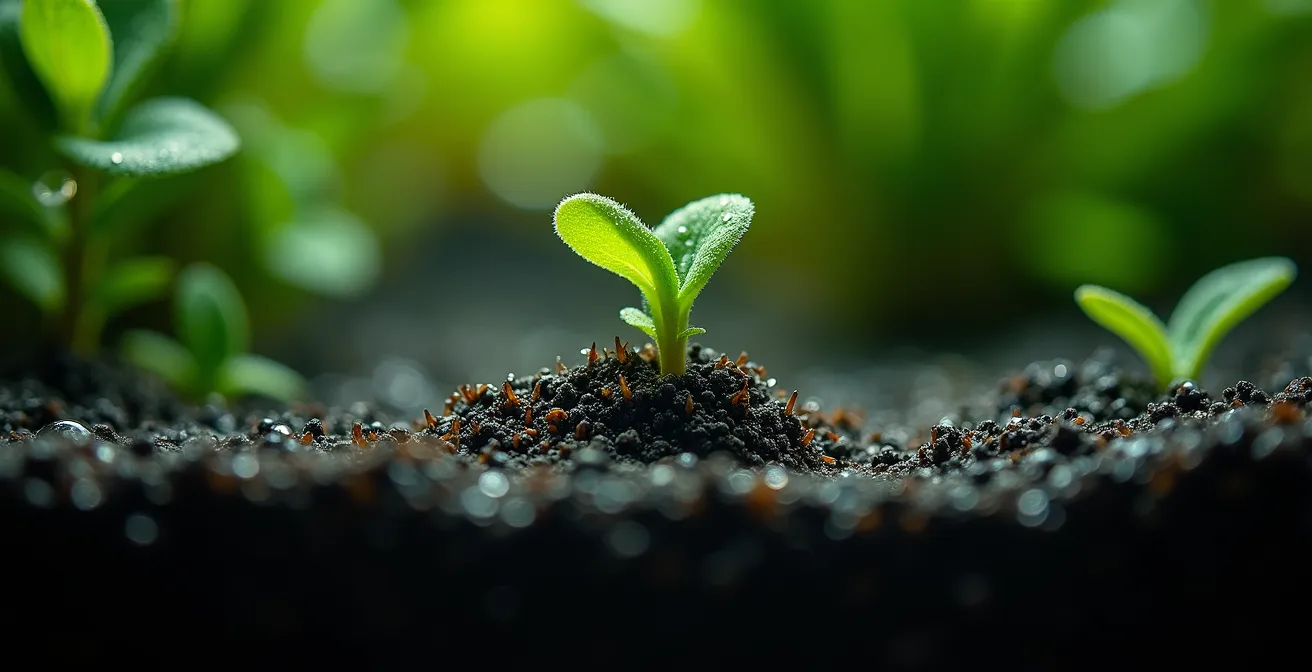 Aquarium en méthode DSM avec plantes in-vitro en phase d'enracinement